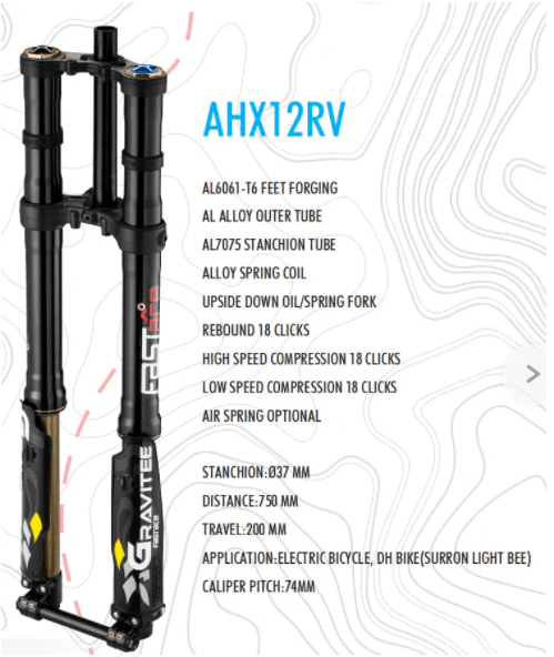 FastAce AHX12RV Gravitee Front Fork - EMOTO Supply Co. - Suspension - Charged Powersports