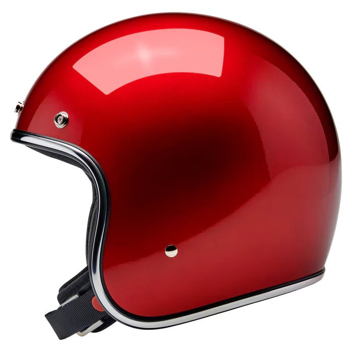 cherry red motorcycle helmet D.O.T. & ECE Daytona Glide- Black Extreme Biker Leather stitched quilted open Ride in style and safety