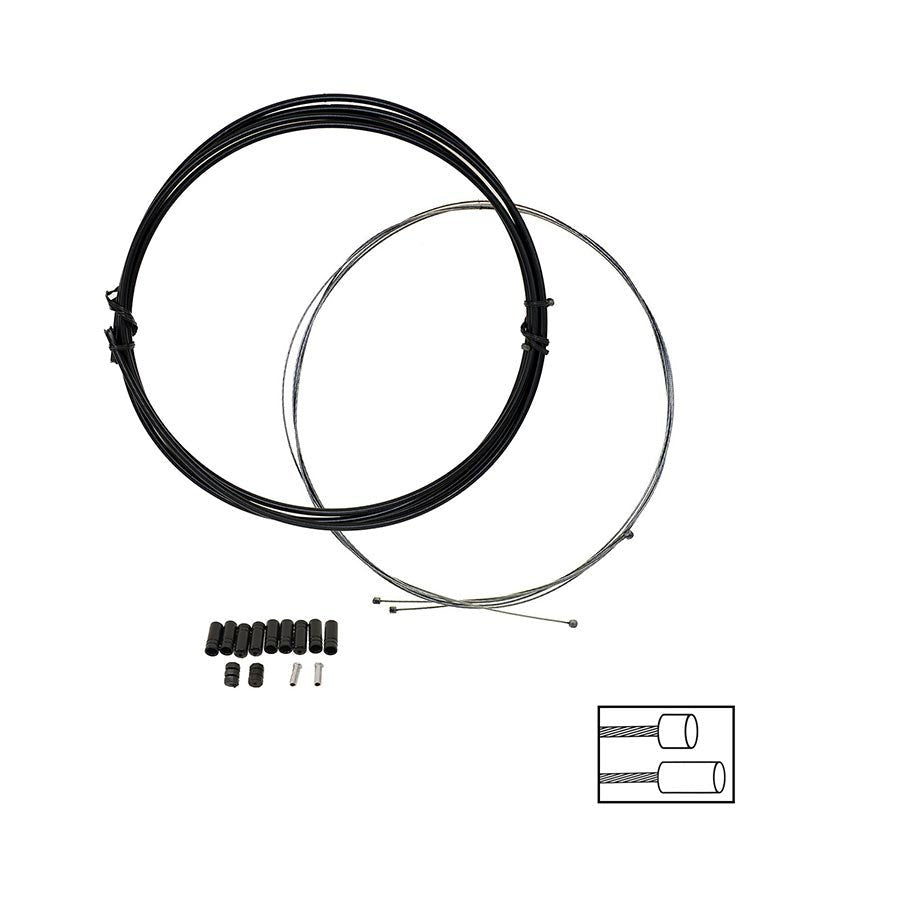 Promax, Shifter Cable and Housing Set, 1.1mm Stainless Steel Cable, 4mm housing, Black, Campagnolo, Shimano/SRAM, Set - EMOTO Supply Co. - Accessories - HLC