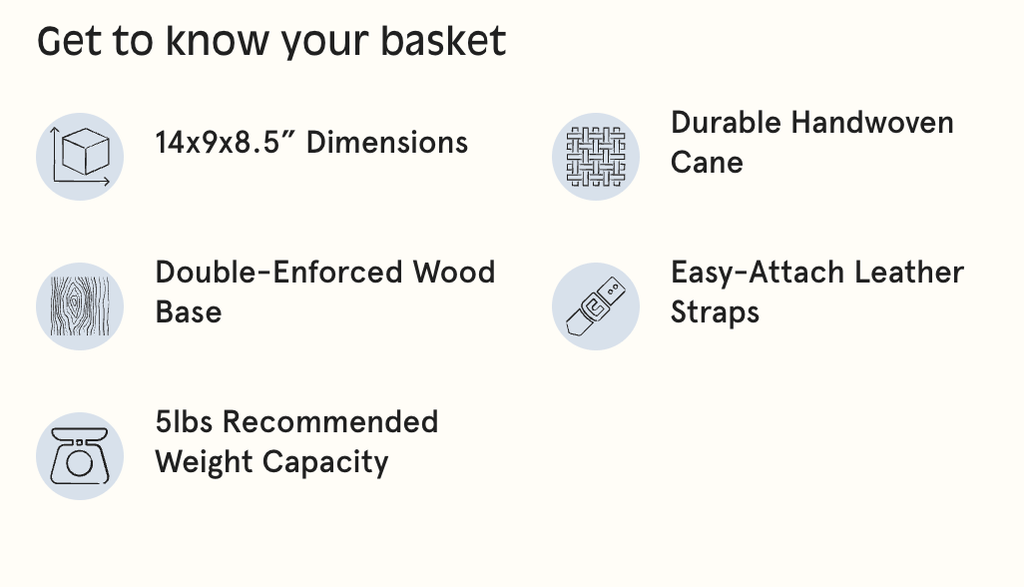 Toto Handwoven Cane Bike Basket - EMOTO Supply Co. - Accesories - Retrospec